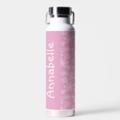 Weibliche Bezeichnung Rosa Blume Doodle Muster Trinkflasche (Vorne)