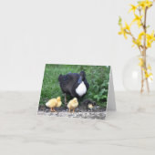 Weibliche blaue schwedische Ente mit Entlein Karte (Gelbe Blume)