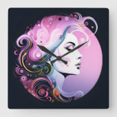 "Weibliche Blüh" Frauenfreundlichkeit Quadratische Wanduhr (Vorderseite)