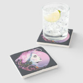 "Weibliche Blüh" Frauenfreundlichkeit Steinuntersetzer (Seitenansicht)