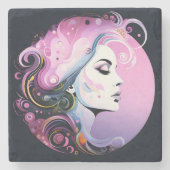 "Weibliche Blüh" Frauenfreundlichkeit Steinuntersetzer (Vorderseite)