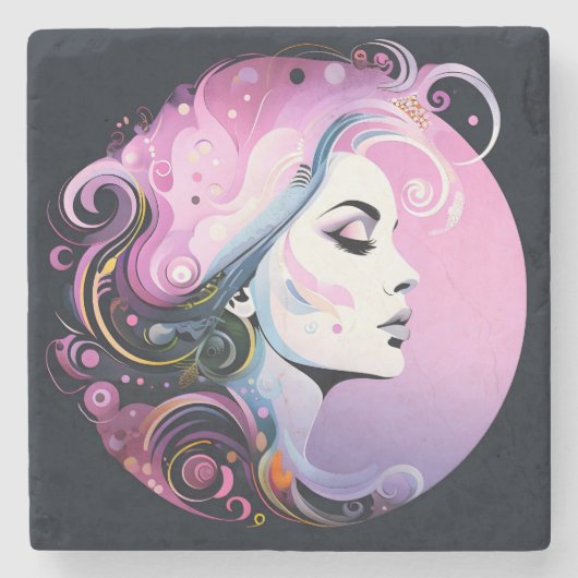 "Weibliche Blüh" Frauenfreundlichkeit Steinuntersetzer (Vorderseite)