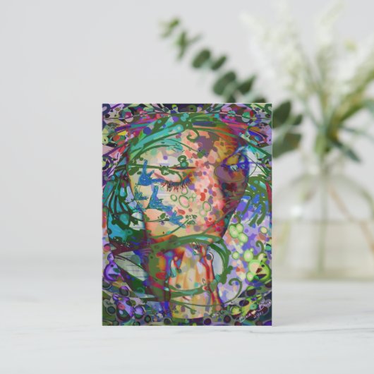 Weibliche Blume Gebet Frau Geblüht Postkarte (Stehend Vorderseite)