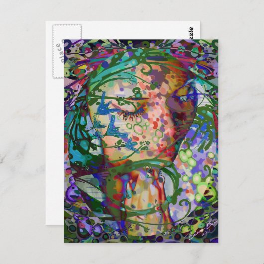 Weibliche Blume Gebet Frau Geblüht Postkarte (Vorne/Hinten)