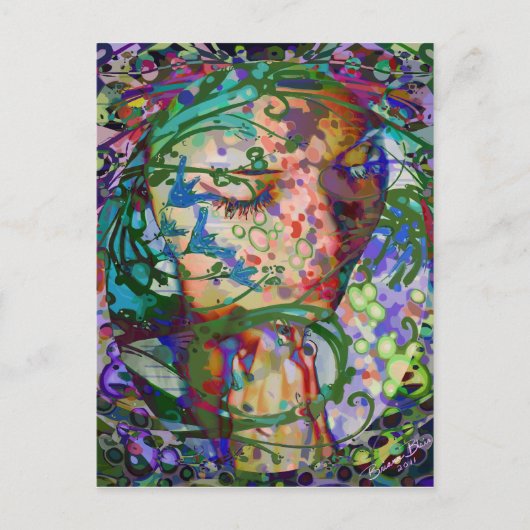 Weibliche Blume Gebet Frau Geblüht Postkarte (Vorderseite)