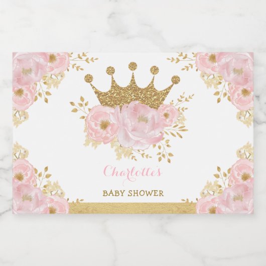 Weibliche Blume Kleine Prinzessin Goldkrone Schaumweinetikett (Einzelnes Label)