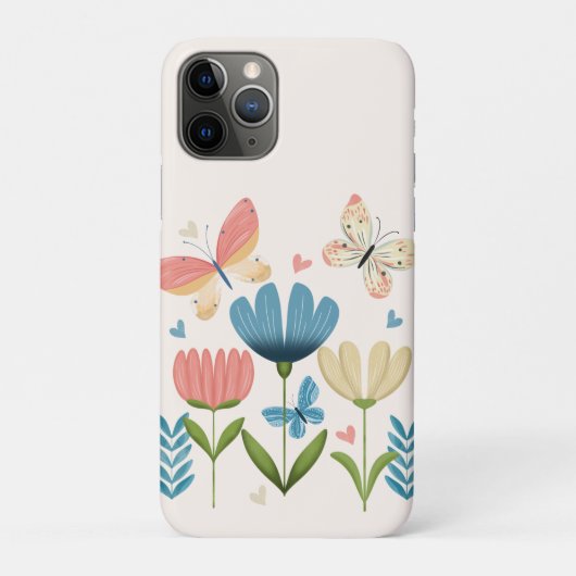 Weibliche Blume und Schmetterlinge Case-Mate iPhone Hülle (Rückseite)