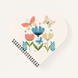 Weibliche Blume und Schmetterlinge Notizblock