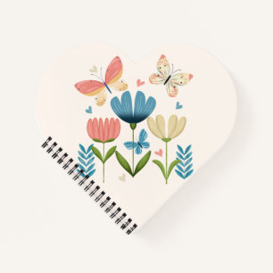 Weibliche Blume und Schmetterlinge Notizblock