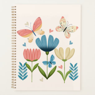 Weibliche Blume und Schmetterlinge Planer