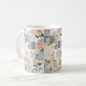 Weibliche Blumenfarben und blaue Fliesen Kaffeetasse (Vorderseite Links)