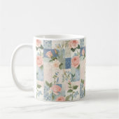 Weibliche Blumenfarben und blaue Fliesen Kaffeetasse (Links)