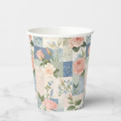 Weibliche Blumenfarben und blaue Fliesen Pappbecher (Links)