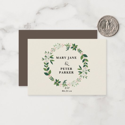 Weibliche Blumenhochzeit Mitteilungskarte (Vorderseite/Rückseite Beispiel)