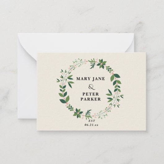 Weibliche Blumenhochzeit Mitteilungskarte (Vorderseite)