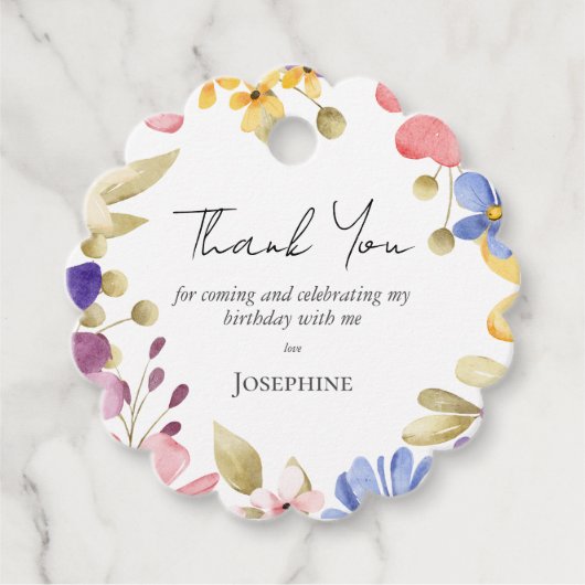 Weibliche Blumenrinde zum Geburtstag Geschenkanhänger (Vorderseite)