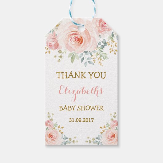 Weibliche Blush Gold Aquarellfarben Rose Gastgesch Geschenkanhänger (Vorderseite)