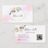 Weibliche Blüten Moderne Wasserfarbe Rosa Visitenkarte (Vorne/Hinten)
