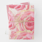 Weibliche Blüten Rosa und Weiße Wasserfarbe Blumen Geschenkpapier Set (Beispiel)