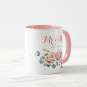 Weibliche Blüten Rosa und Weiße Wasserfarbe Blumen Tasse (VorderseiteRechts)