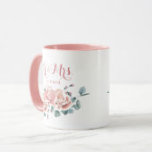 Weibliche Blüten Rosa und Weiße Wasserfarbe Blumen Tasse (Vorderseite Links)