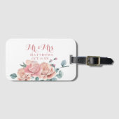 Weibliche Blüten Rosa und Weiße Wasserfarbe Blüten Gepäckanhänger (Vorderseite (Horizontal))