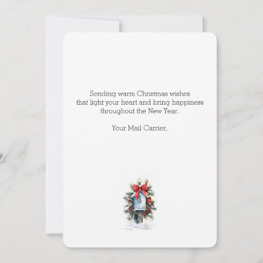 Weibliche Brief Carrier Frohe Weihnachtskirche Dankeskarte (Rückseite)