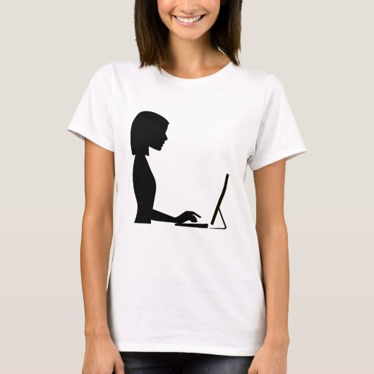 Weibliche Computer-Silhouette T-Shirt (Vorderseite)