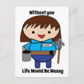Weibliche Custodian Life Messy Funny Personalize Postkarte (Vorderseite)