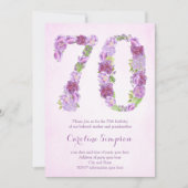 weibliche Einladung zum 70. Geburtstag, Lavendel l (Vorderseite)