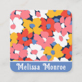 Weibliche Farben Wasserfarbe Frühlingsblumen Lässi Quadratische Visitenkarte (Vorderseite)