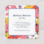 Weibliche Farben Wasserfarbe Frühlingsblumen Lässi Quadratische Visitenkarte (Rückseite)