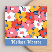 Weibliche Farben Wasserfarbe Frühlingsblumen Lässi Quadratische Visitenkarte