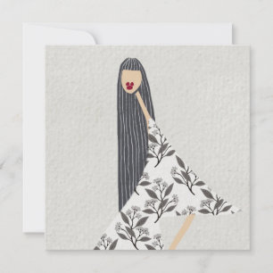 Weibliche florale Glamour-Mode-Illustrationskarte Einladung