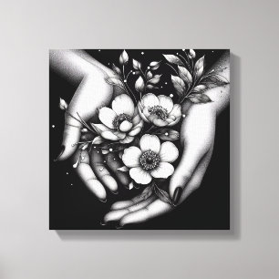 Weibliche florale Hand minimalistische ästhetische Leinwanddruck