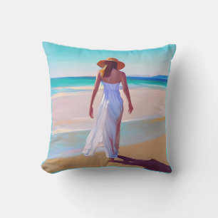 Weibliche Frau am Strand Kissen