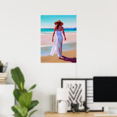 Weibliche Frau am Strand Poster (Heimbüro)