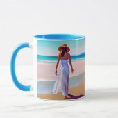 Weibliche Frau am Strand Tasse (Links)