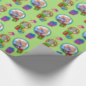Weibliche Geschenke grün mit Fotos Geschenkpapier (Ecke)