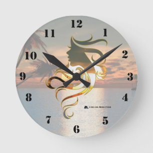 Weibliche Gesicht 11 PARADISE DARK Runde Wanduhr