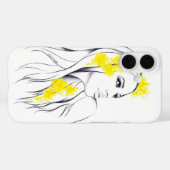 Weibliche Gesicht Gelbe Blumen Mode Illustrationsk Case-Mate iPhone Hülle (Rückseite (Horizontal))