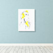 Weibliche Gesicht Gelbe Blumen Mode Illustrationsk Leinwanddruck (Insitu (Holzboden))