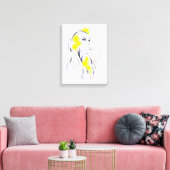 Weibliche Gesicht Gelbe Blumen Mode Illustrationsk Leinwanddruck (Insitu (Wohnzimmer))