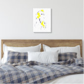 Weibliche Gesicht Gelbe Blumen Mode Illustrationsk Leinwanddruck (Insitu (Schlafzimmer))