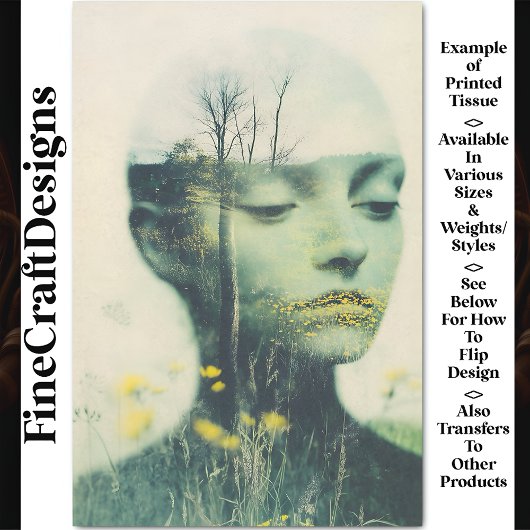 Weibliche Gesichter, Wildblumen Grasbäume CE4 Deco Seidenpapier