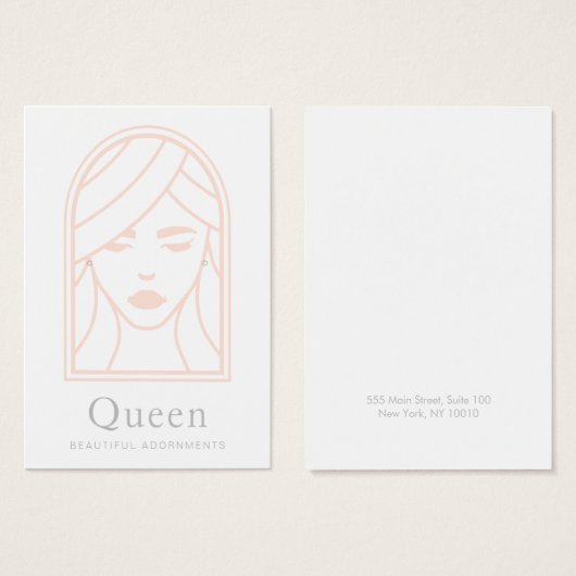 Weibliche Girl-Gesicht, White Earring Display-Kart (Vorne & Hinten)