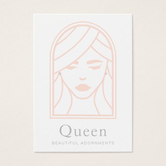 Weibliche Girl-Gesicht, White Earring Display-Kart (Vorderseite)