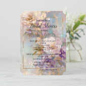 Weibliche goldene Lila weiße Blume Einladung (Stehend Vorderseite)