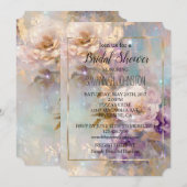 Weibliche goldene Lila weiße Blume Einladung (Vorne/Hinten)