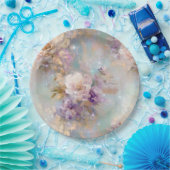 Weibliche goldene Lila weiße Blume Pappteller (Party)